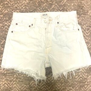 AGOLDE Parker Long White Denim Short | size 26